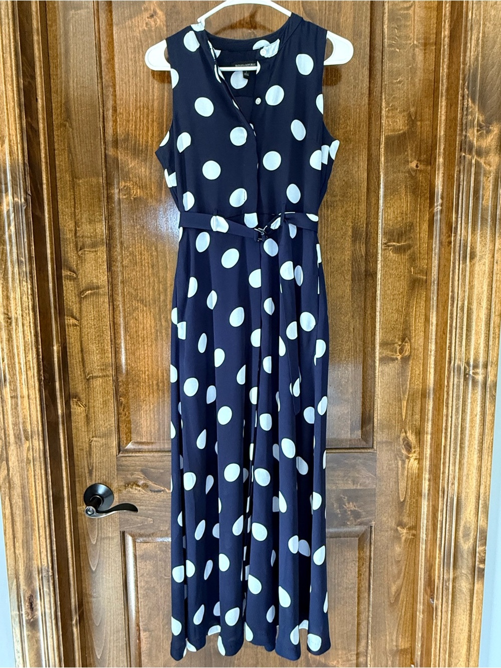Banana Republic Navy Maxi Dress with White Polka Dots